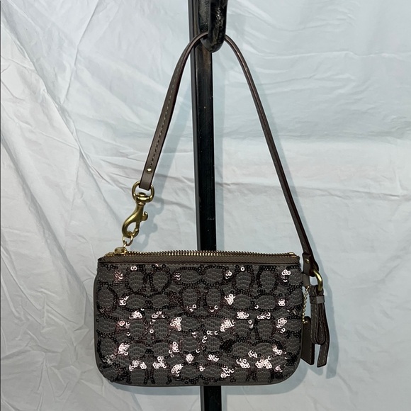 Coach Handbags - Coach Grey Sequin Wristlet